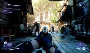 A screenshot of shooting gameplay from the Perfect Dark reboot
