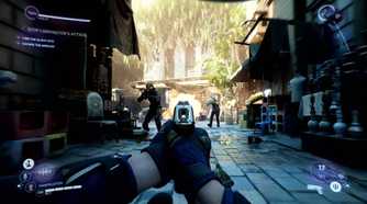 A screenshot of shooting gameplay from the Perfect Dark reboot