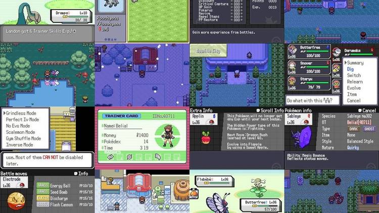 pokemon ROWE collage showing off the game