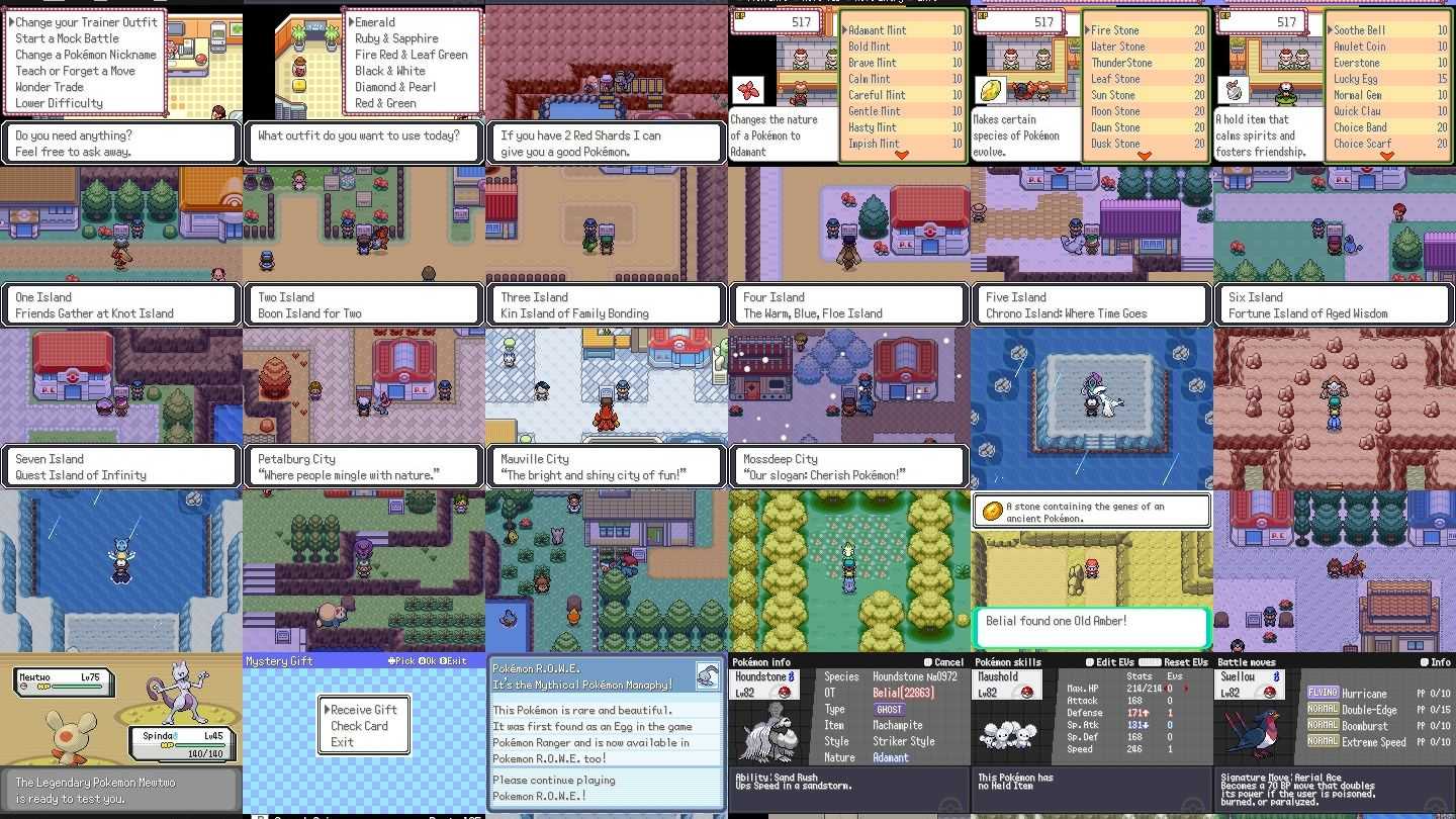 pokemon rowe collage showing off a number of images from the game