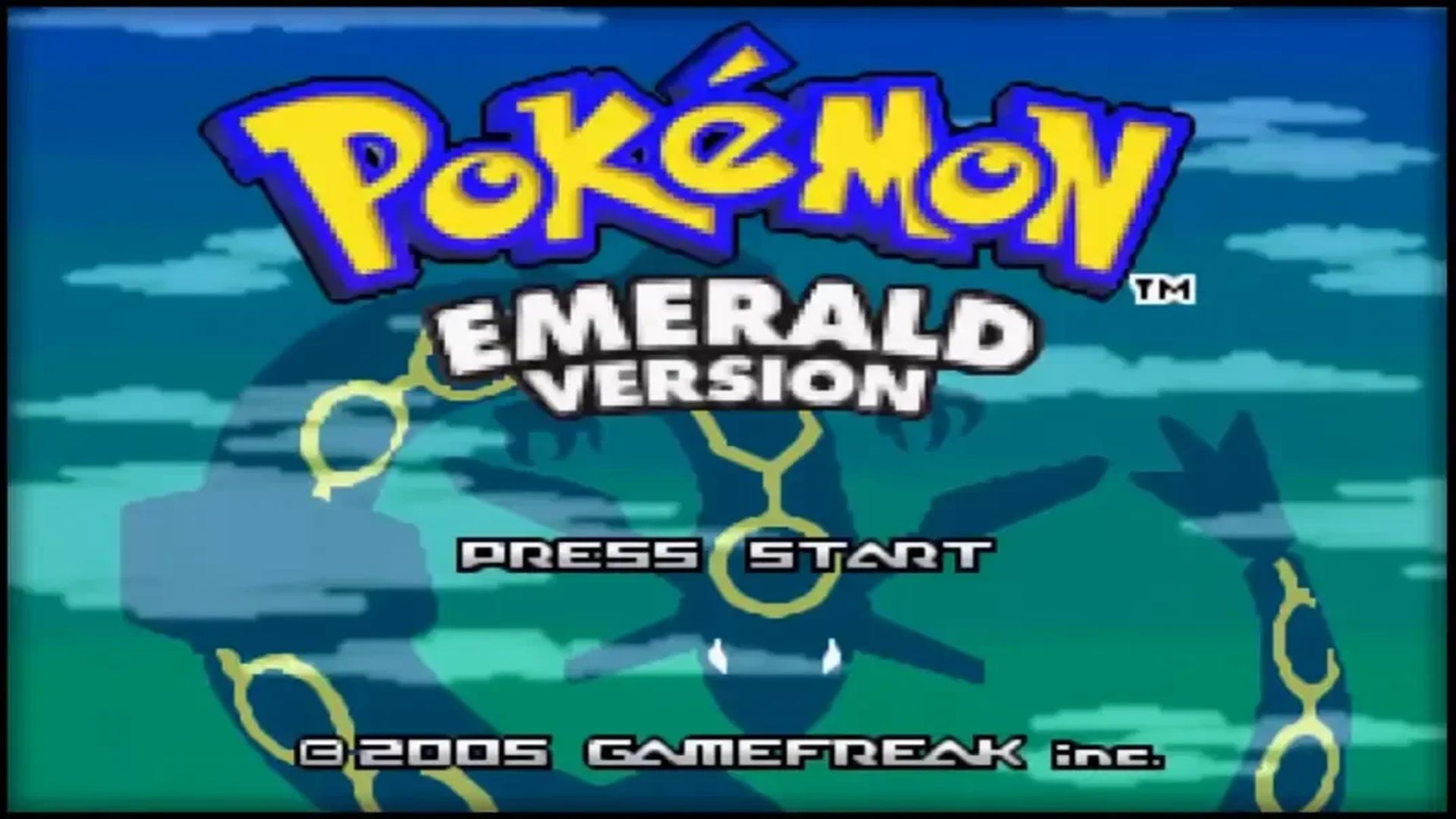 A screenshot of the title screen in Pokémon Emerald