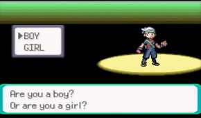 A screenshot of the character select screen in Pokémon Emerald