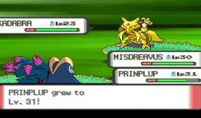A screenshot of a dual battle in Pokémon Pearl