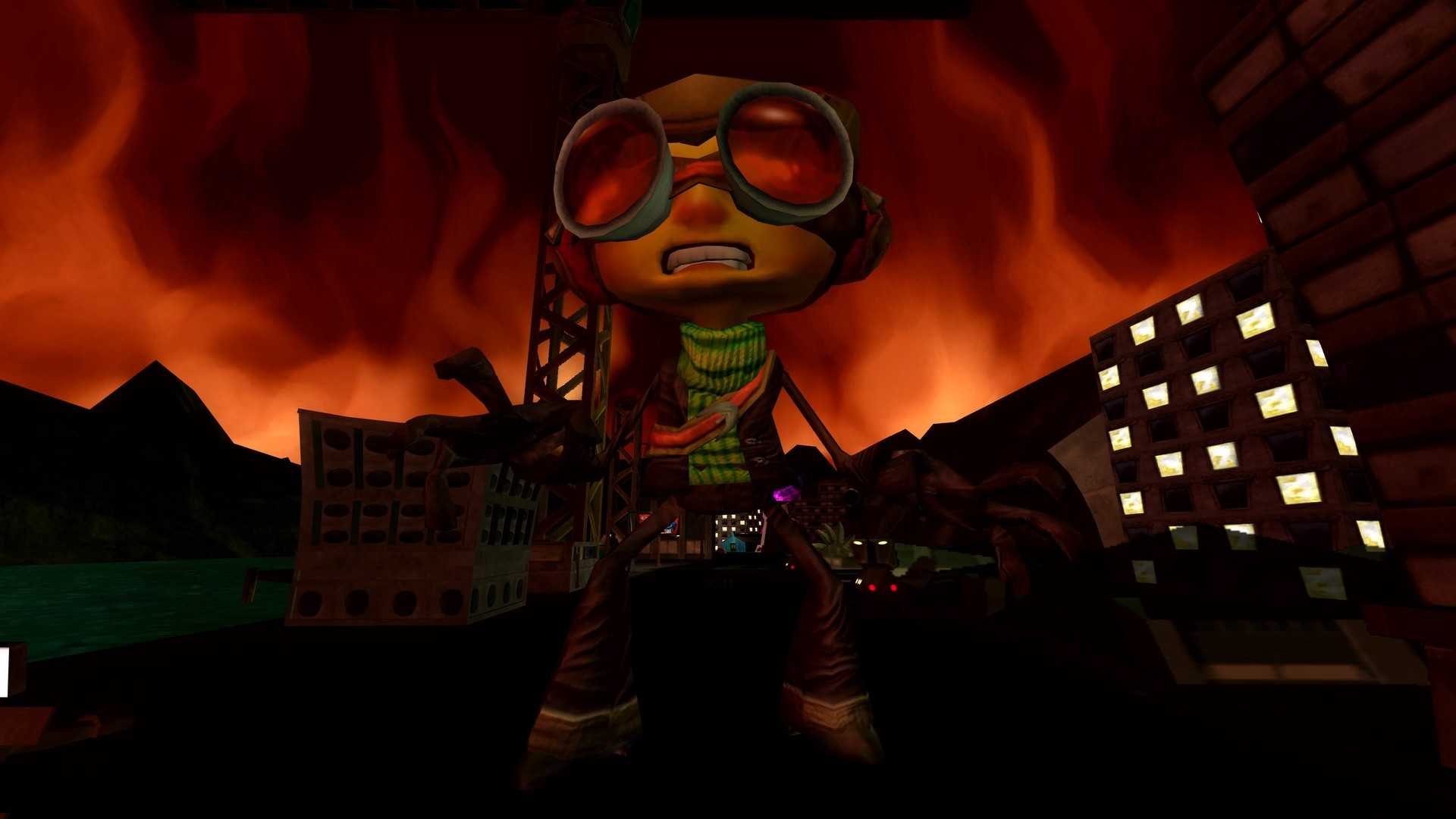 Psychonauts-raz-with-burning-city-behind-them