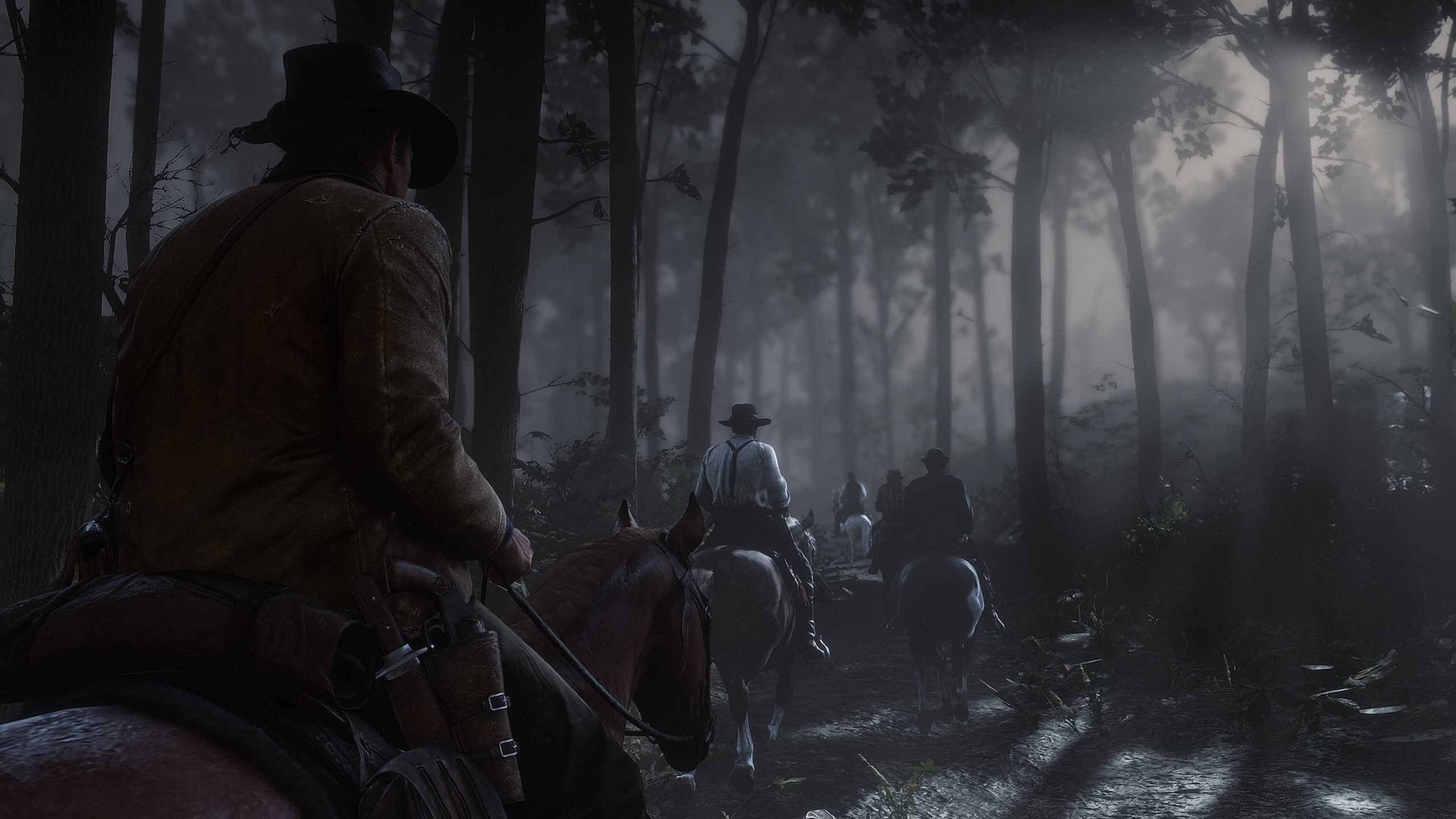 Horseriding in the forest at night.