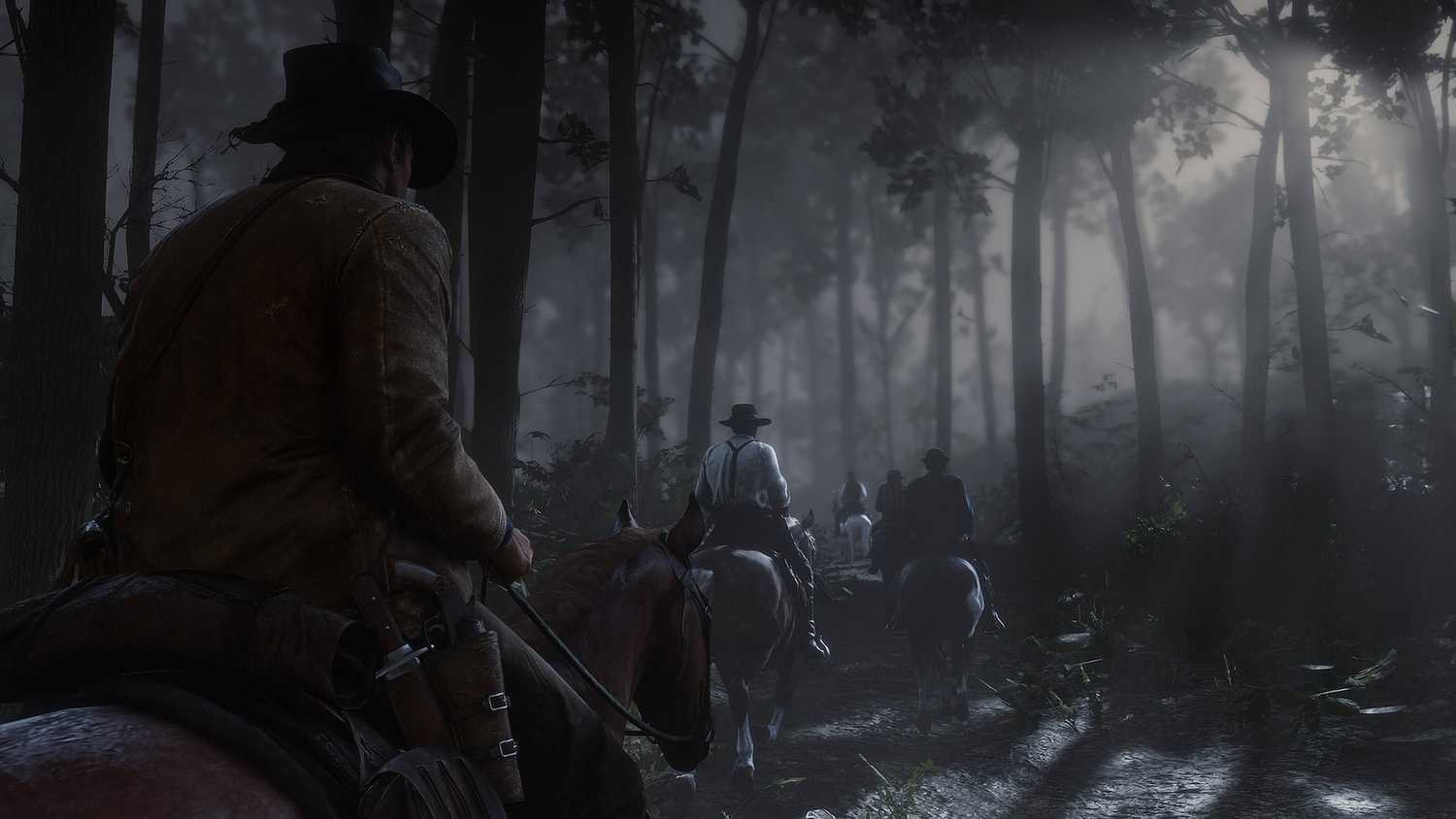Horseriding in the forest at night.