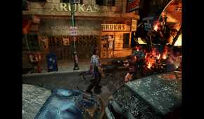 the original Resident Evil 2 showing Claire fighting in the streets
