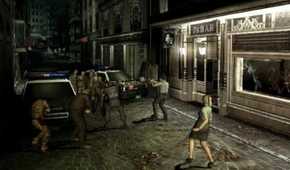 A screenshot of survivors shooting at zombies in Resident Evil Outbreak