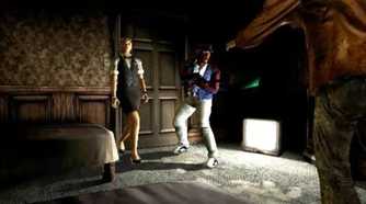A screenshot of survivors escaping zombies within a room in Resident Evil Outbreak