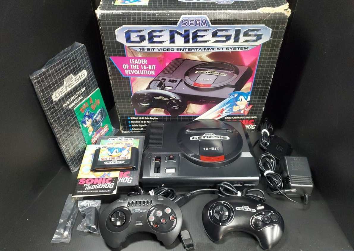 An original Sega Genesis with original packaging and accessories