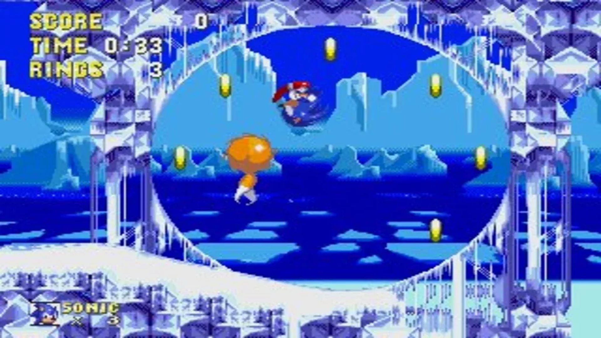 A screenshot of gameplay from Sonic the Hedgehog 3