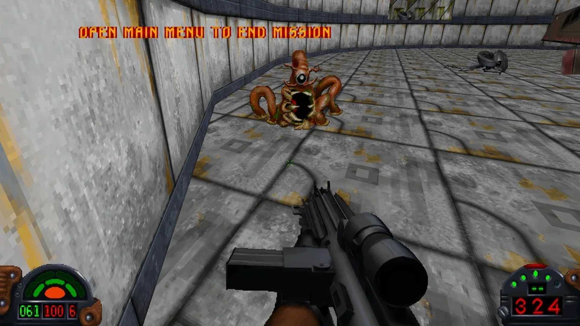 A screenshot of reaching the end of a mission in Star Wars Dark Forces Remaster
