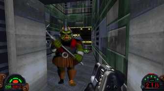 A screenshot of a Gamorean guard during gameplay from Star Wars Dark Forces Remaster