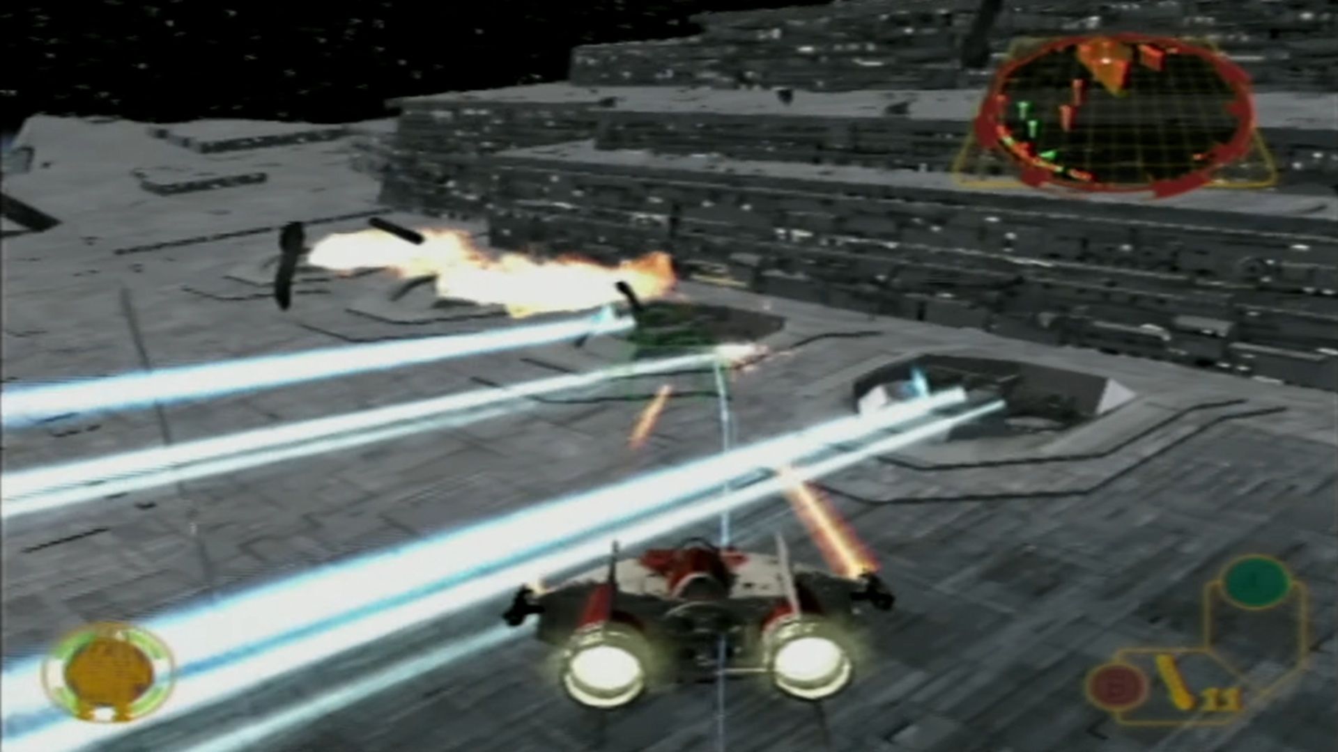 A screenshot of gameplay from Star Wars Rogue Squadron III: Rebel Strike