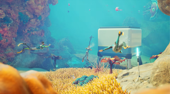 Multiple players building a base in Subnautica 2