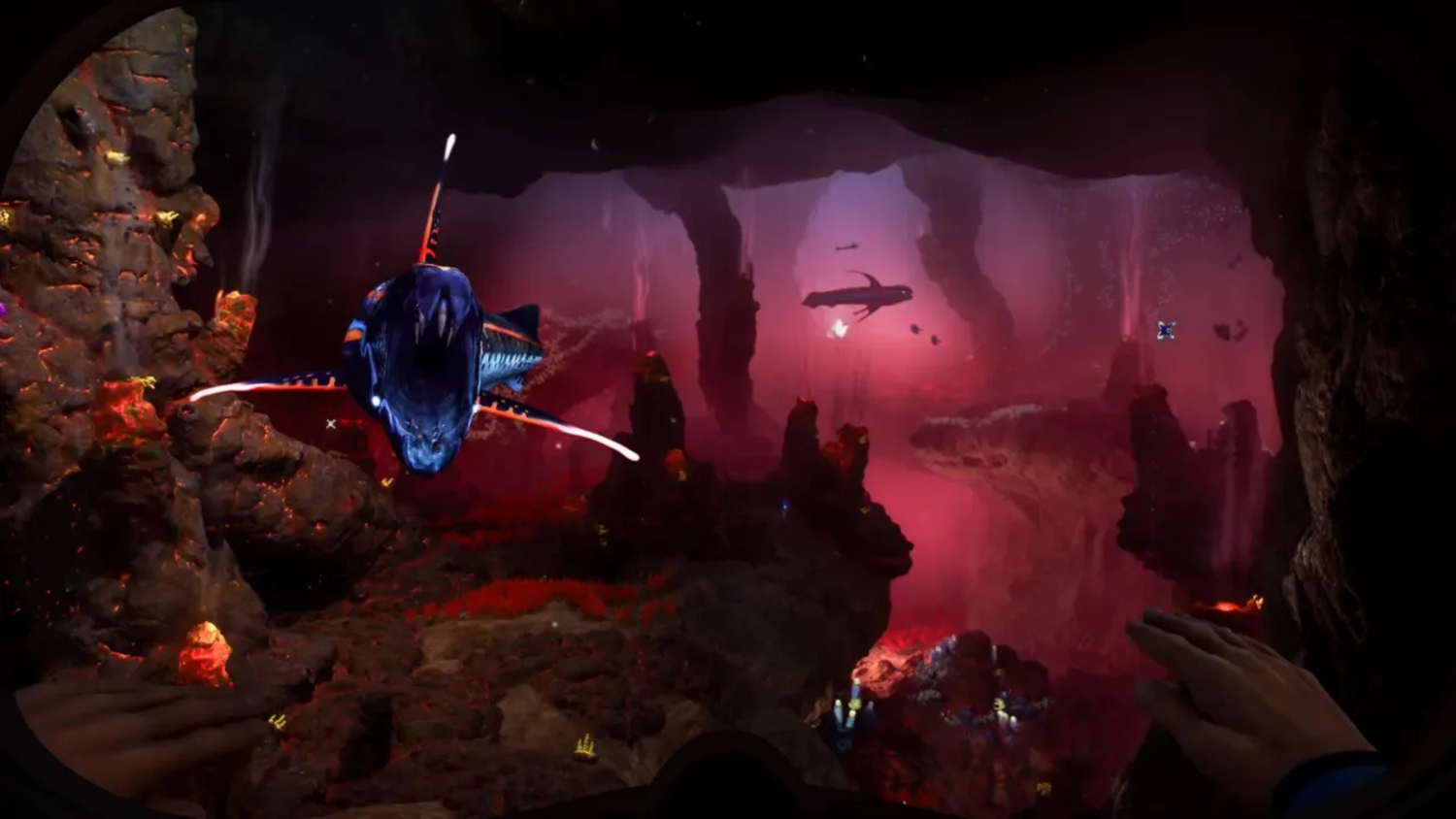 A predator fish attacking the player in Subnautica 2