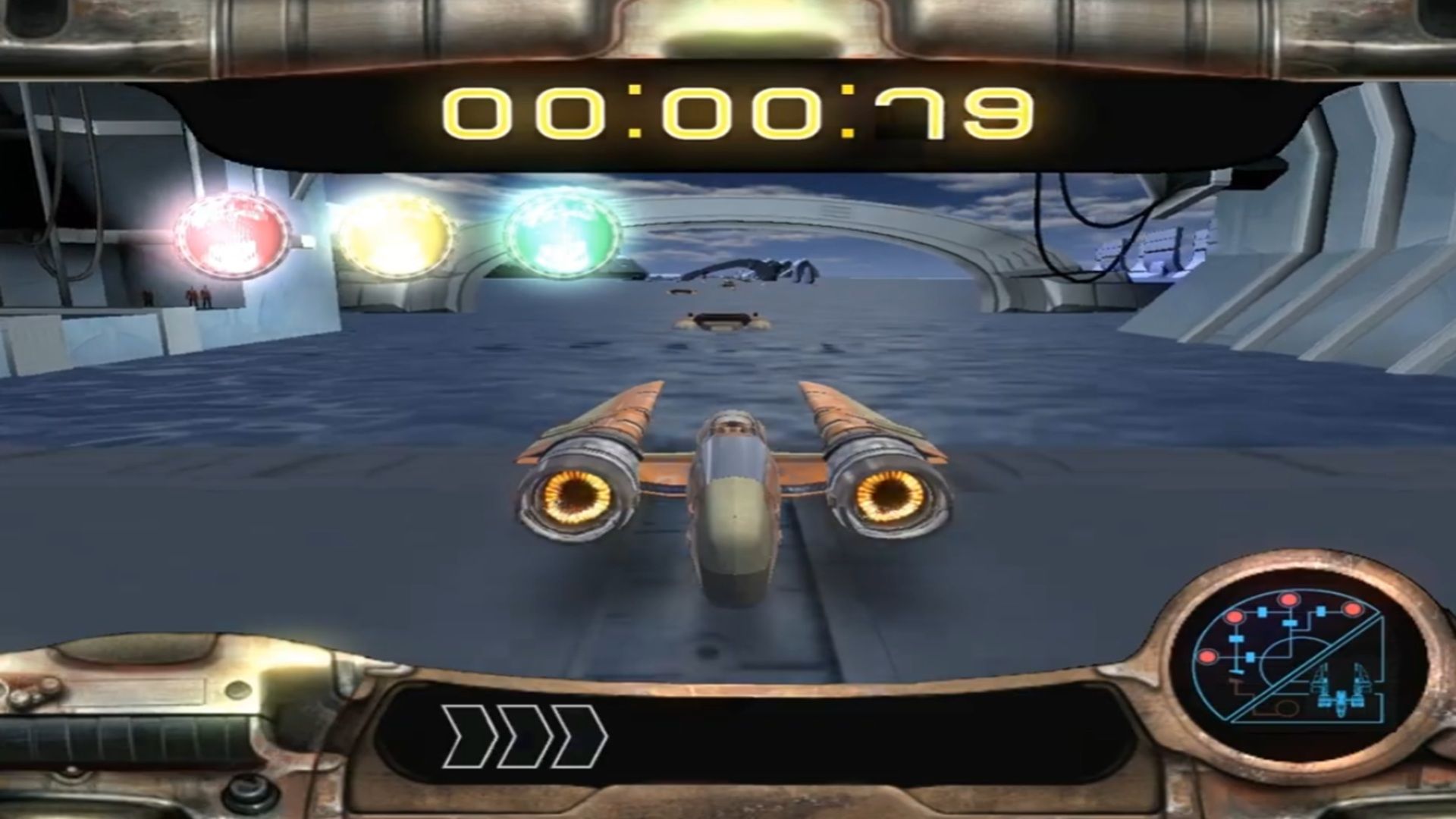 A screenshot of the swoop racing gameplay in Star Wars: Knight of the Old Republic