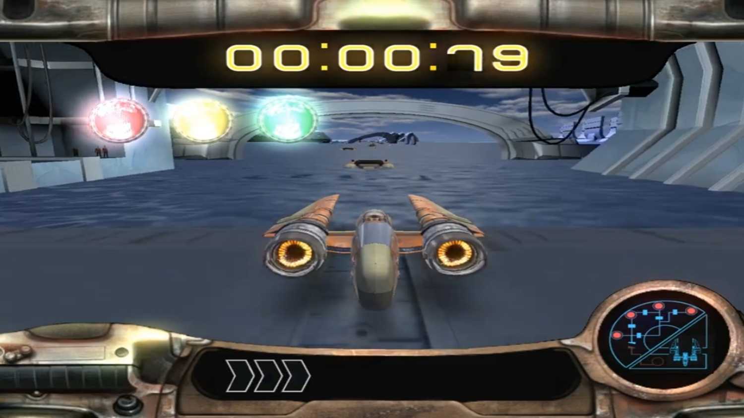 A screenshot of the swoop racing gameplay in Star Wars: Knight of the Old Republic