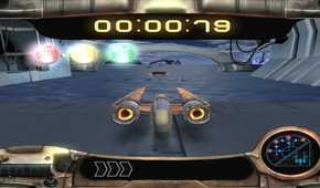 A screenshot of the swoop racing gameplay in Star Wars: Knight of the Old Republic