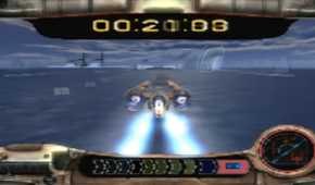A screenshot of the swoop racing gameplay in Star Wars: Knight of the Old Republic