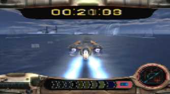 A screenshot of the swoop racing gameplay in Star Wars: Knight of the Old Republic