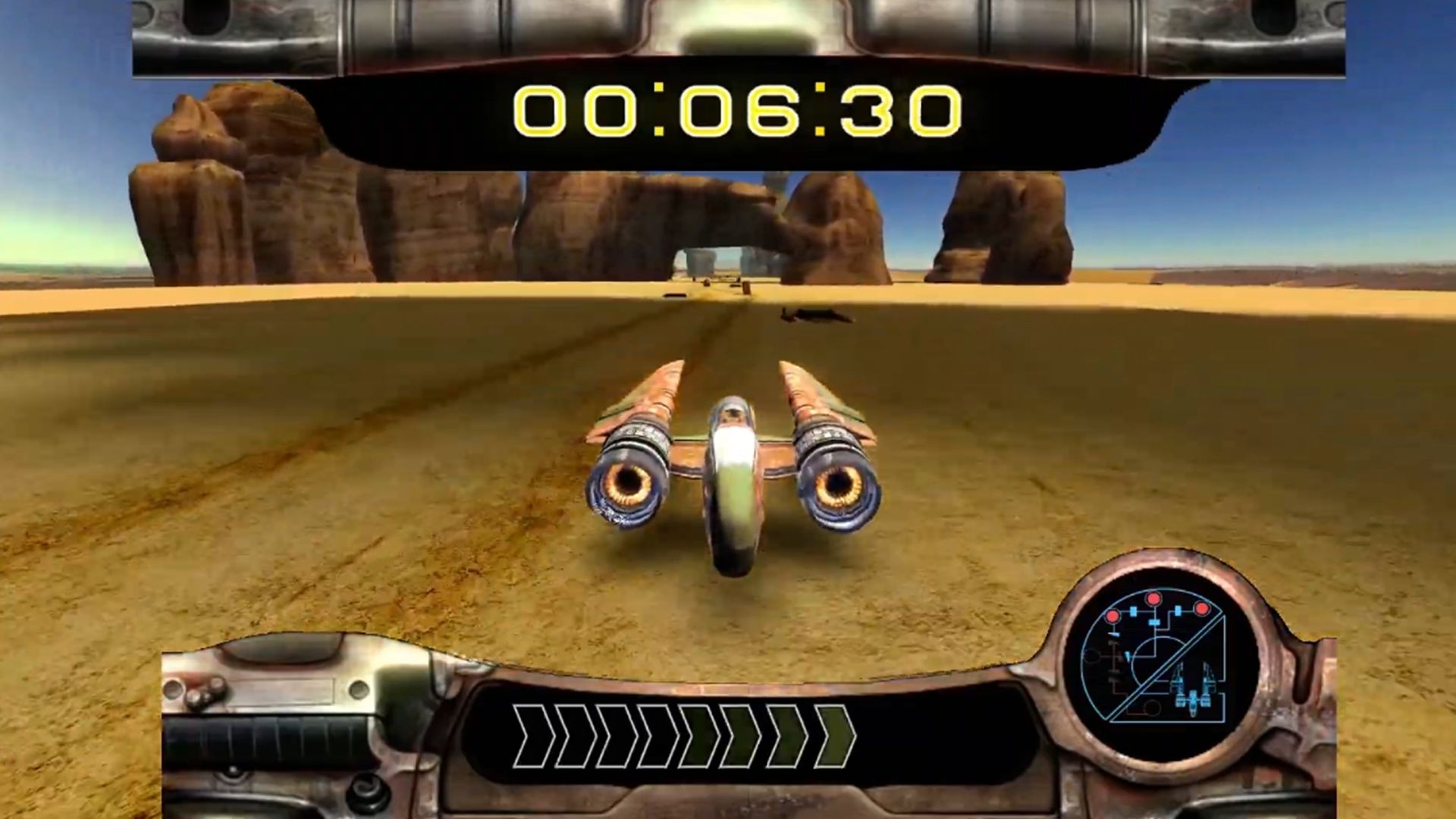 A screenshot of the swoop racing gameplay in Star Wars: Knight of the Old Republic