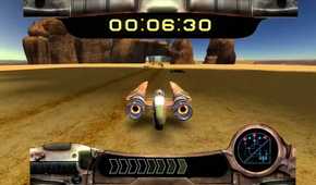 A screenshot of the swoop racing gameplay in Star Wars: Knight of the Old Republic