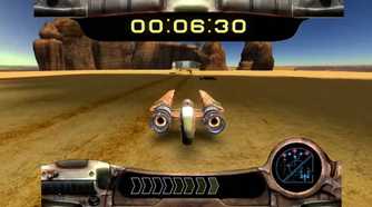 A screenshot of the swoop racing gameplay in Star Wars: Knight of the Old Republic