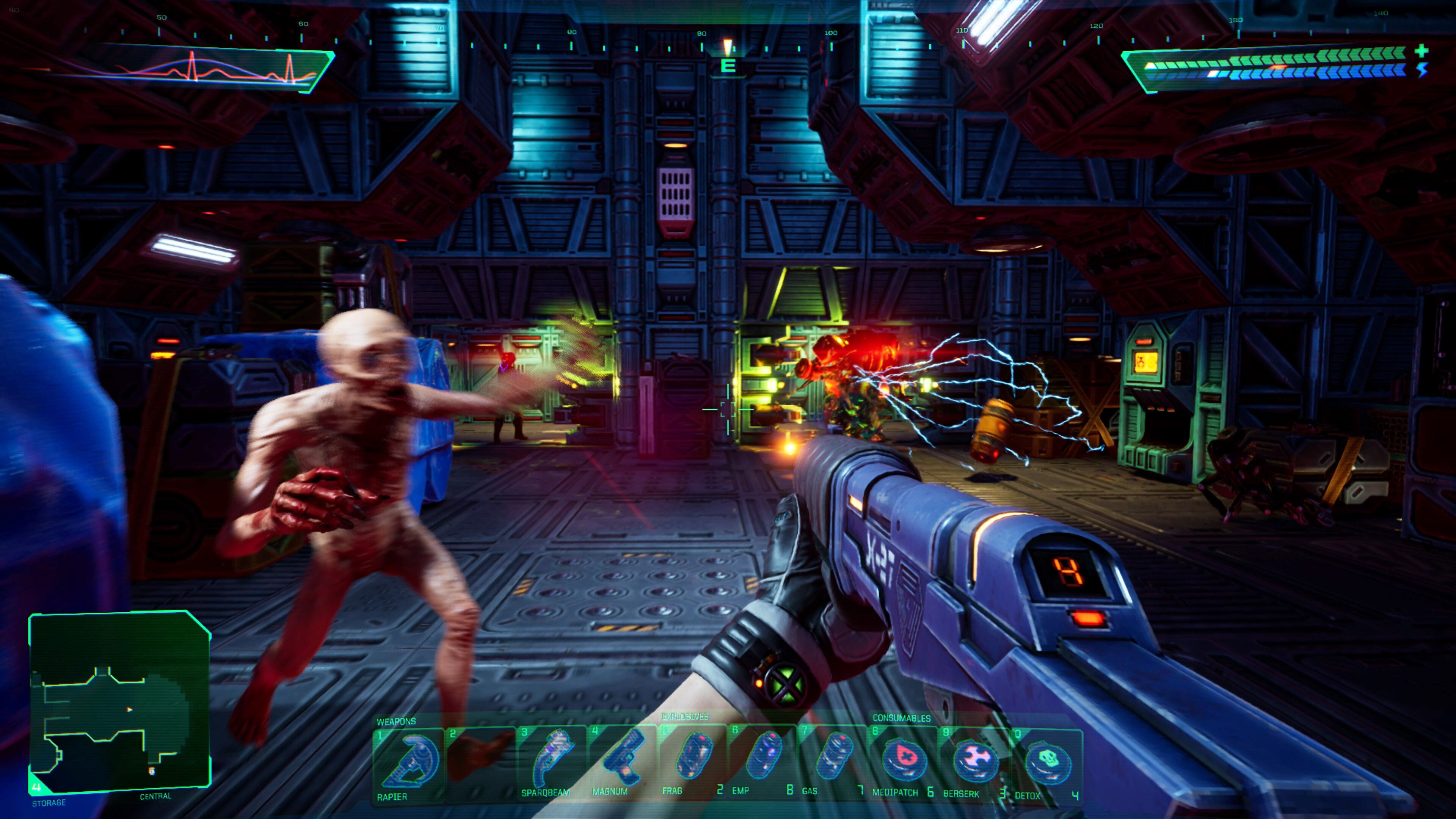 A humanoid mutant in System Shock 2023.