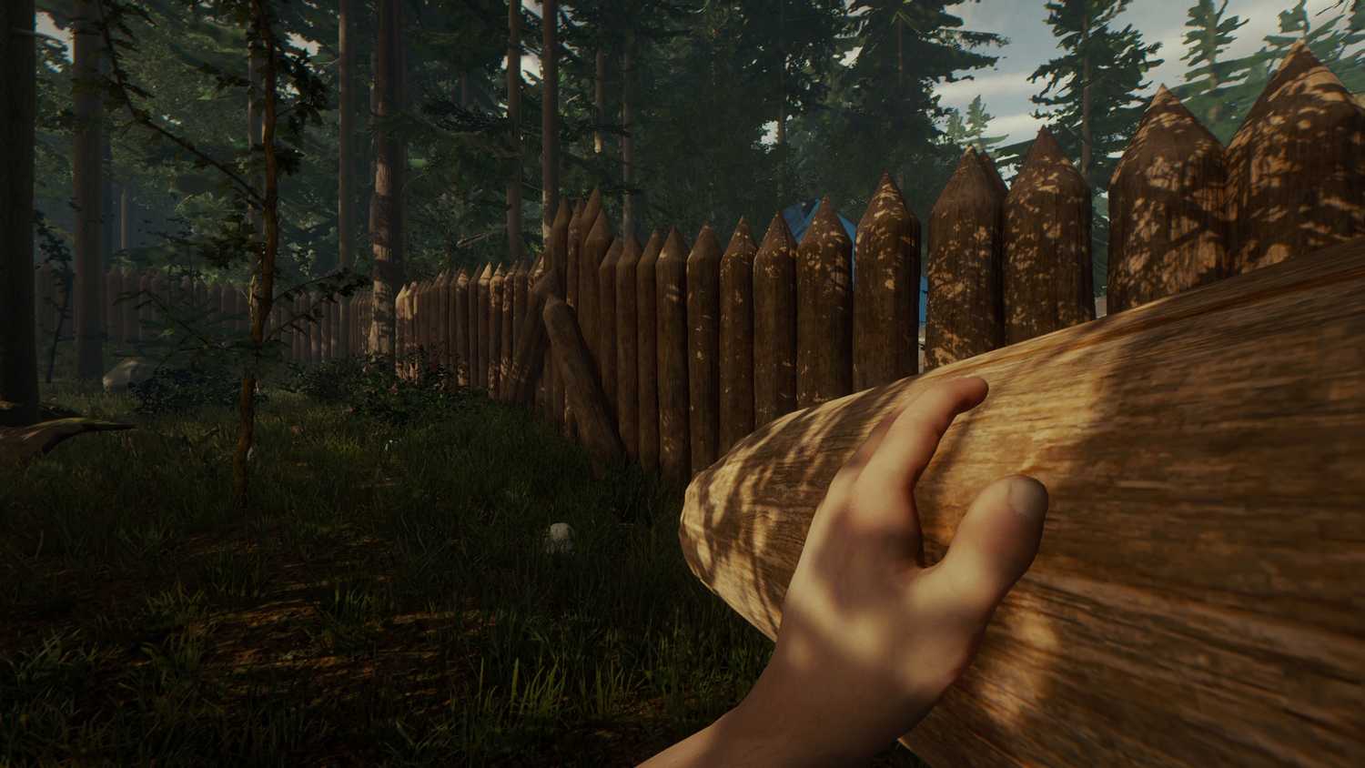 Building a fence in The Forest.