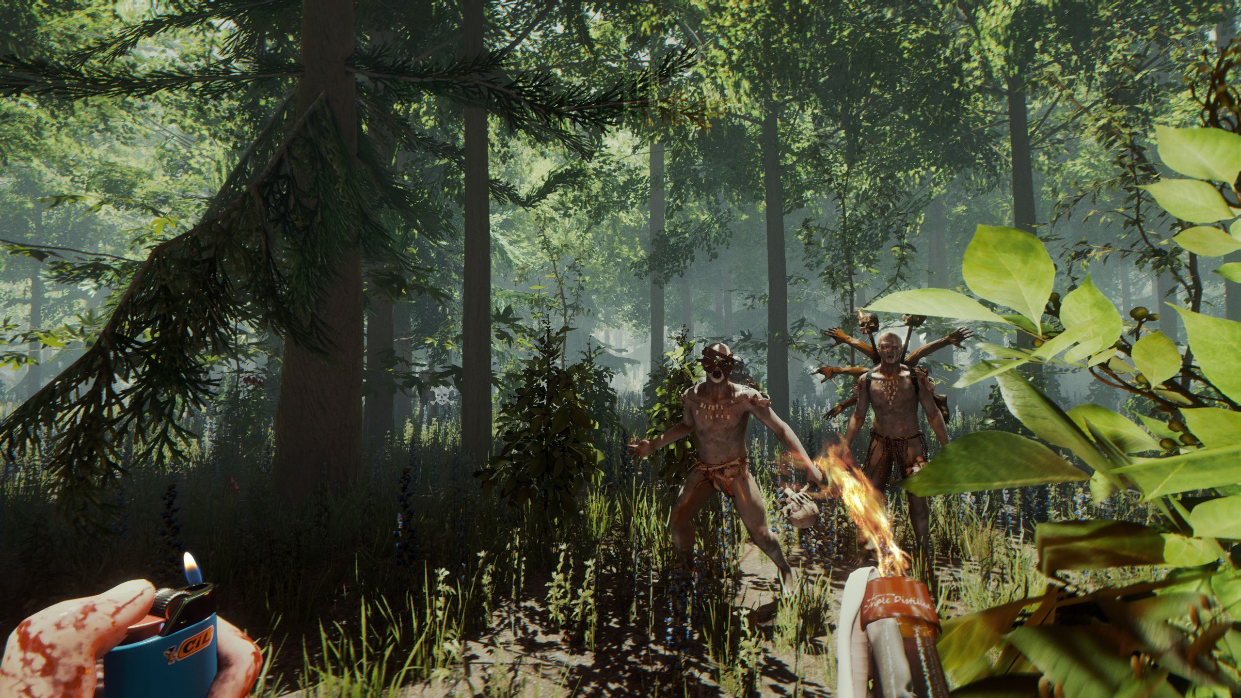 fighting off mutants in The Forest.