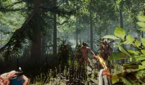 fighting off mutants in The Forest.