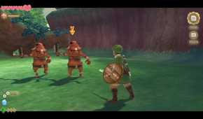 A screenshot of combat during gameplay in The Legend of Zelda: Skyward Sword HD