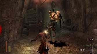 A screenshot of monsters being hung on a pillar in The Suffering