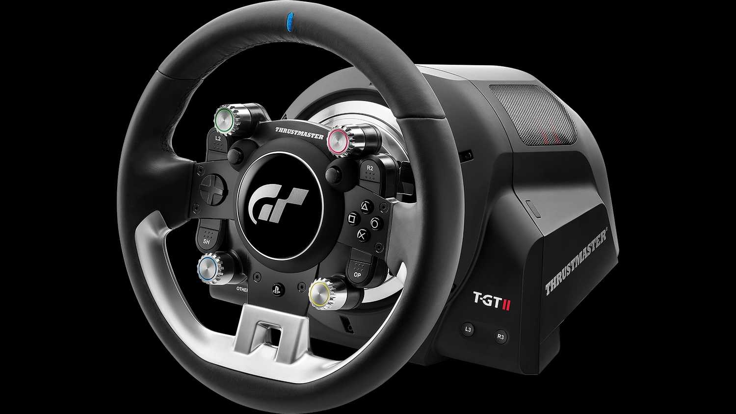 The Thrustmaster T-GT II racing wheel for the PlayStation 5.