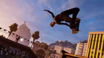A screenshot of Tony Hawk doing a grab trick in Tony Hawk's Pro Skater 3 + 4