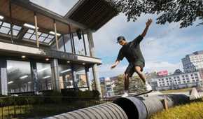 A screenshot of someone grinding a pipe in Tony Hawk's Pro Skater 3 + 4
