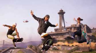 A screenshot of three skaters jumping together in Tony Hawk's Pro Skater 3 + 4