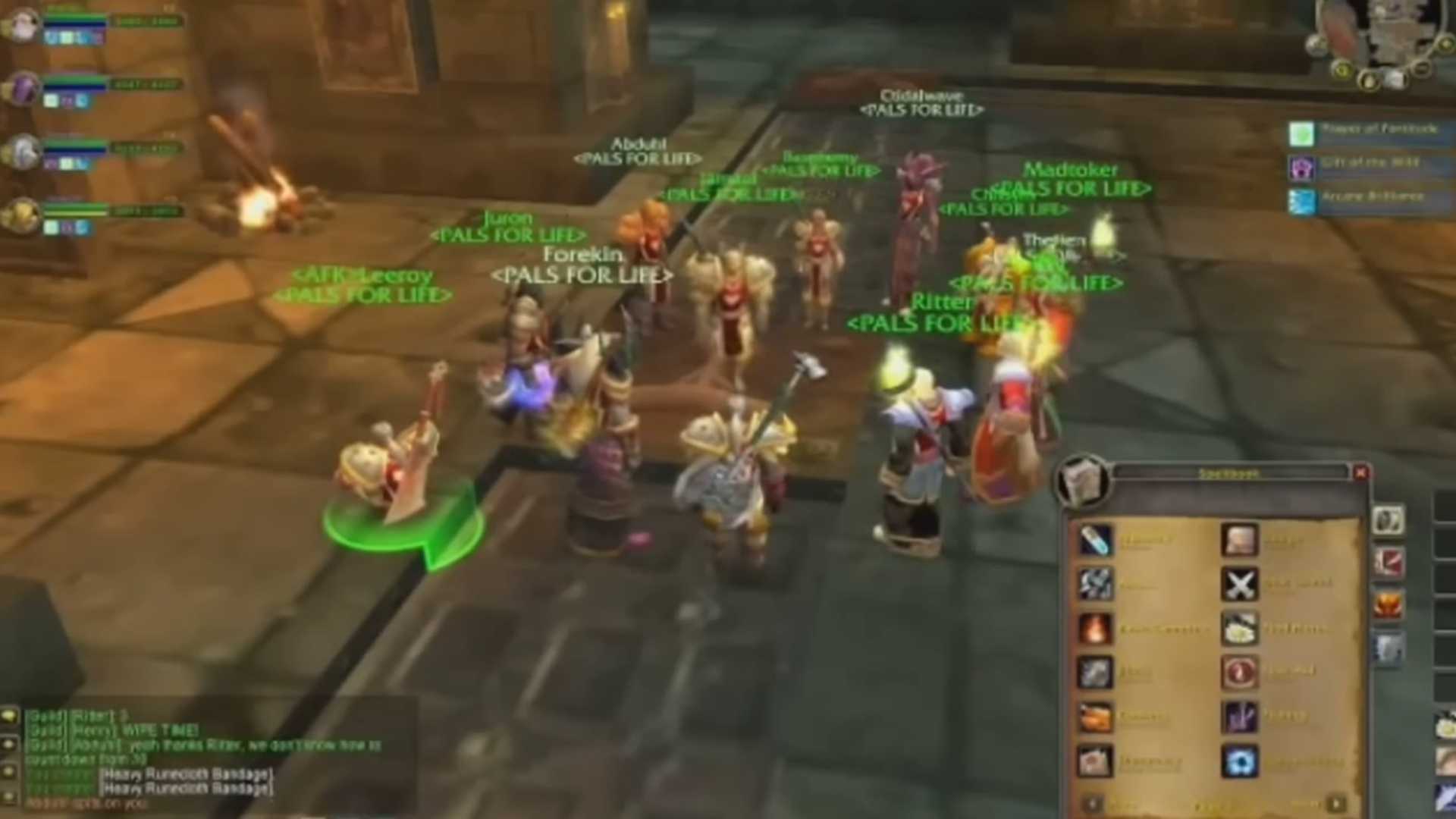 A screenshot of gameplay during a raid with Leroy Jenkins in World of Warcraf
