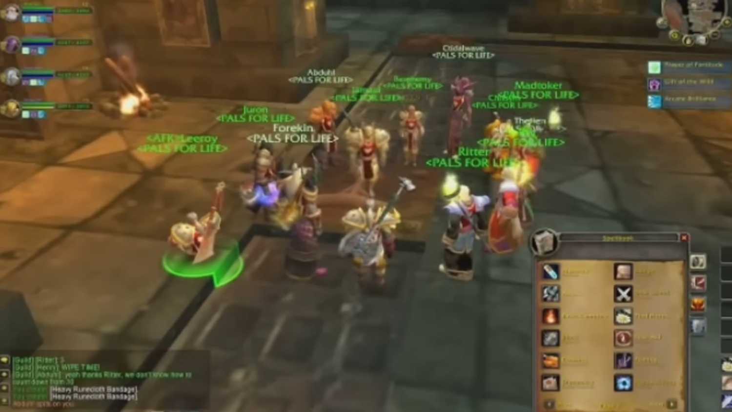 A screenshot of gameplay during a raid with Leroy Jenkins in World of Warcraf