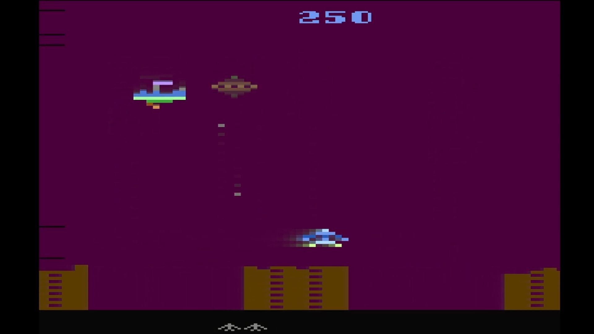 A screenshot of gameplay from Air Raid on Atari 2600
