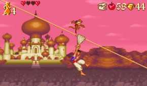 A screenshot of gameplay from the Super Nintendo version of Disney's Aladdin