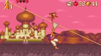 A screenshot of gameplay from the Super Nintendo version of Disney's Aladdin