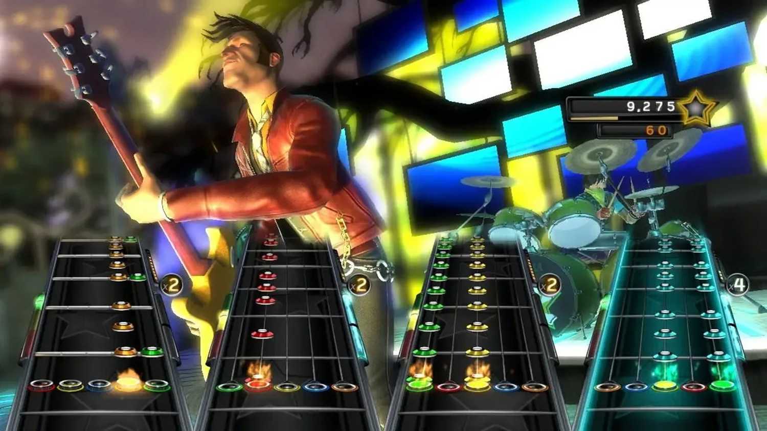 A screenshot of multiplayer in Band Hero