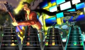 A screenshot of multiplayer in Band Hero