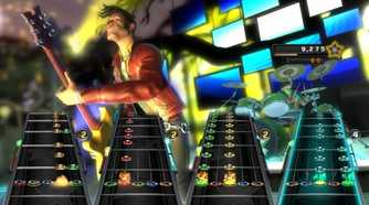 A screenshot of multiplayer in Band Hero