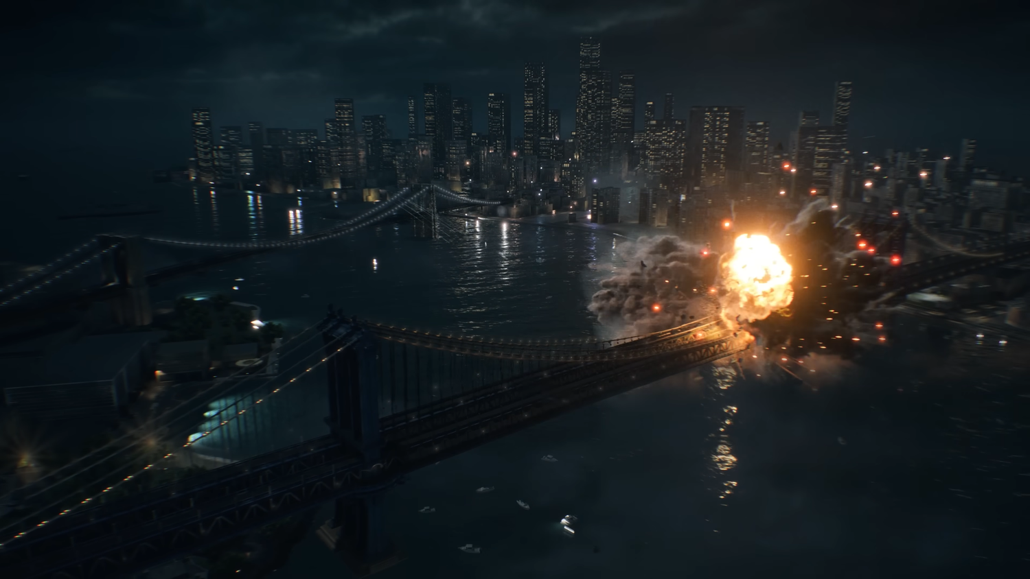 Battlefield 6 – a bridge exploding in the campaign.