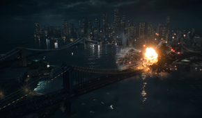 Battlefield 6 – a bridge exploding in the campaign.