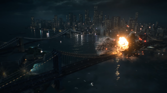 Battlefield 6 – a bridge exploding in the campaign.