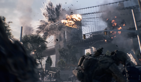 A bridge exploding in Battlefield 6.